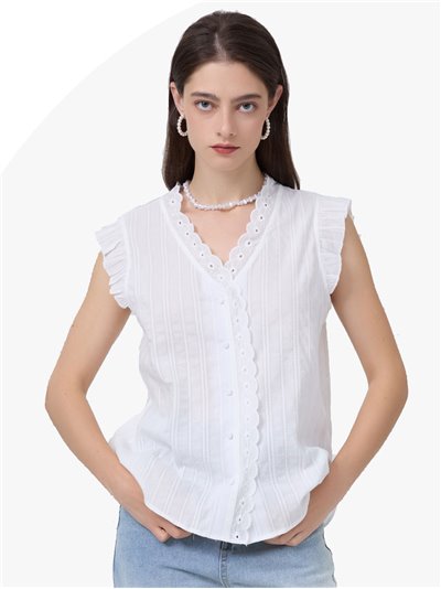 Striped embroidered shirt blanco (M-L-XL-XXL)