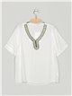Beaded blouse blanco (M-L-XL-XXL)