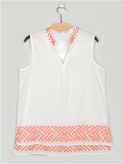 Embroidered linen effect blouse (M-L-XL-XXL)