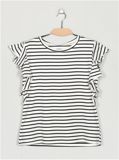 Striped t-shirt with ruffle trims (M/L-XL/XXL)