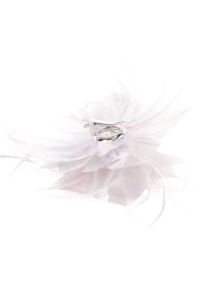 Tocado pequeño plumas plata