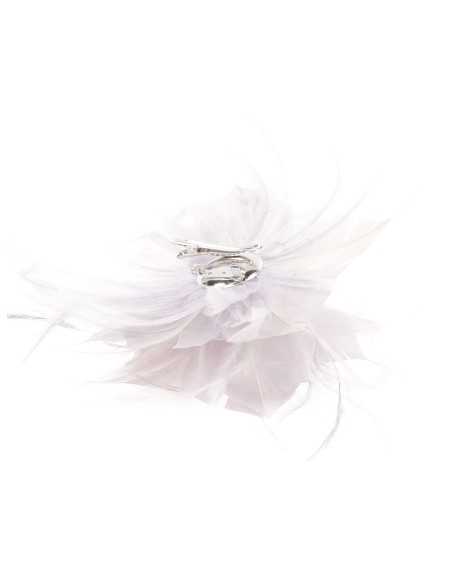 Tocado pequeño plumas plata
