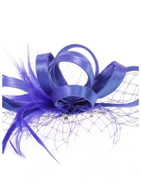 Tocado pequeño plumas azulon