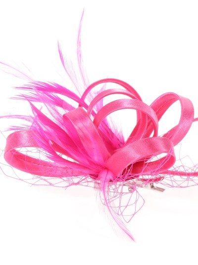 Tocado pequeño plumas fucsia 2