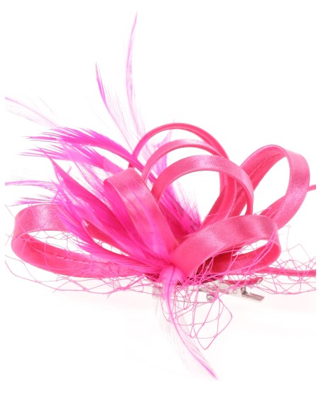 Tocado pequeño plumas fucsia