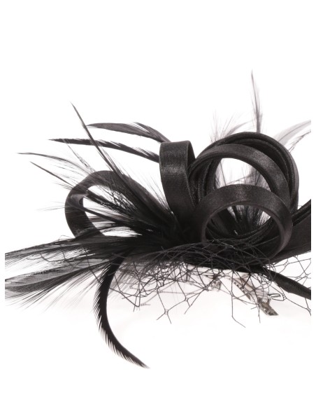 Tocado pequeño plumas negro