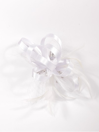 Tocado pequeño plumas blanco