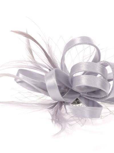 Tocado pequeño plumas plata 2