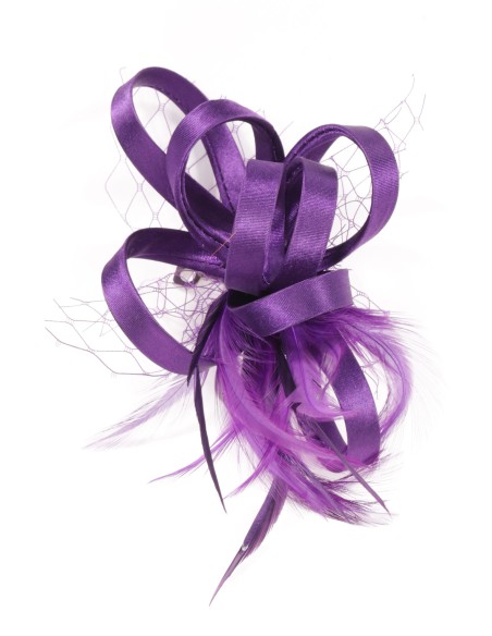 Tocado pequeño plumas morado