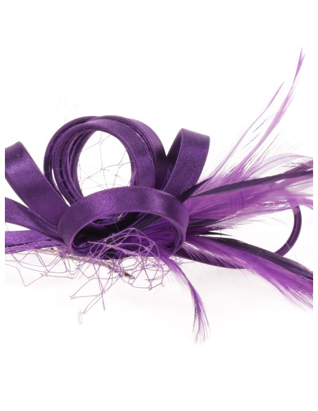 Tocado pequeño plumas morado