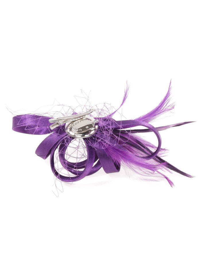 Tocado pequeño plumas morado