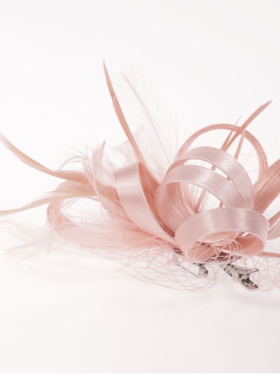 Tocado pequeño plumas rosa-palo 2