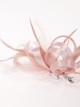 Tocado pequeño plumas rosa-palo