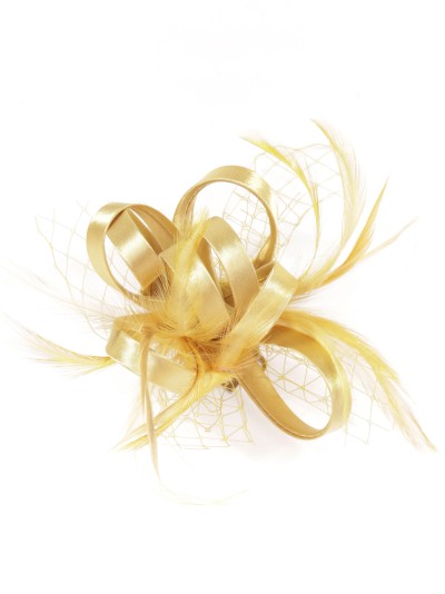 Tocado pequeño plumas oro