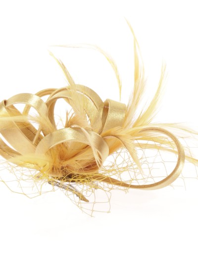 Tocado pequeño plumas oro 2