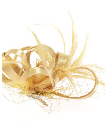 Tocado pequeño plumas oro