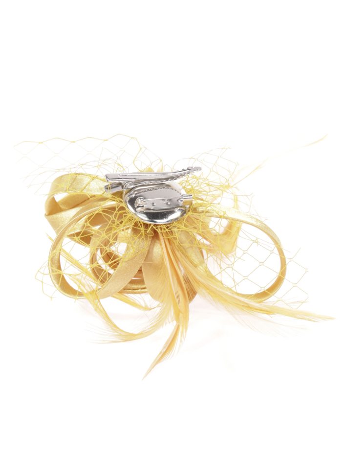 Tocado pequeño plumas oro