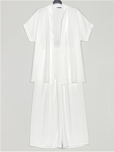 Conjunto Kimono talla grande + pantalón blanco