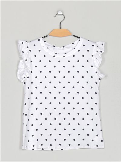 Polka dot t-shirt with ruffle trims (S/M-L/XL)