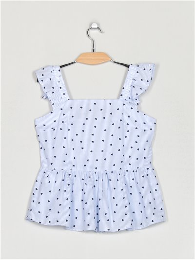 Heart top with ruffle trims (S-M-L)