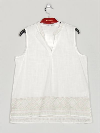 Embroidered linen effect blouse (M-L-XL-2XL)