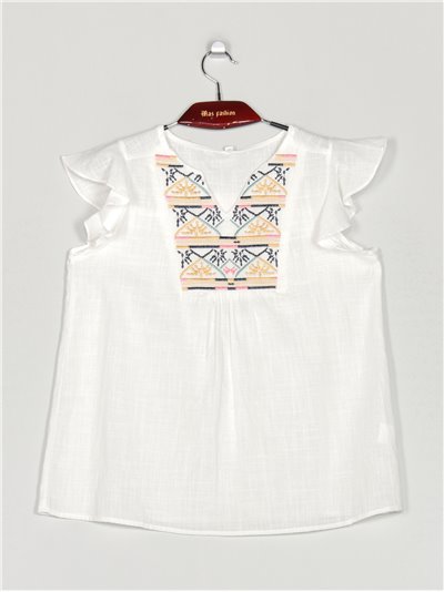Linen effect embroidered blouse (M-L-XL-XXL)