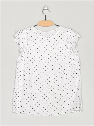 Polka dot blouse with ruffle trims (M-L-XL-XXL)