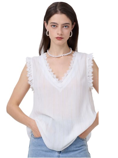Striped blouse with lace blanco (M-L-XL-2XL)