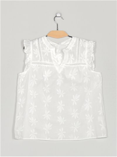 Embroidered floral blouse blanco (M-L-XL-2XL)
