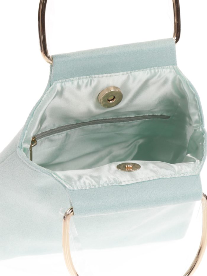 Suede effect clutch verde-agua