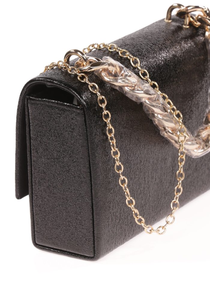 Shiny fabric clutch negro