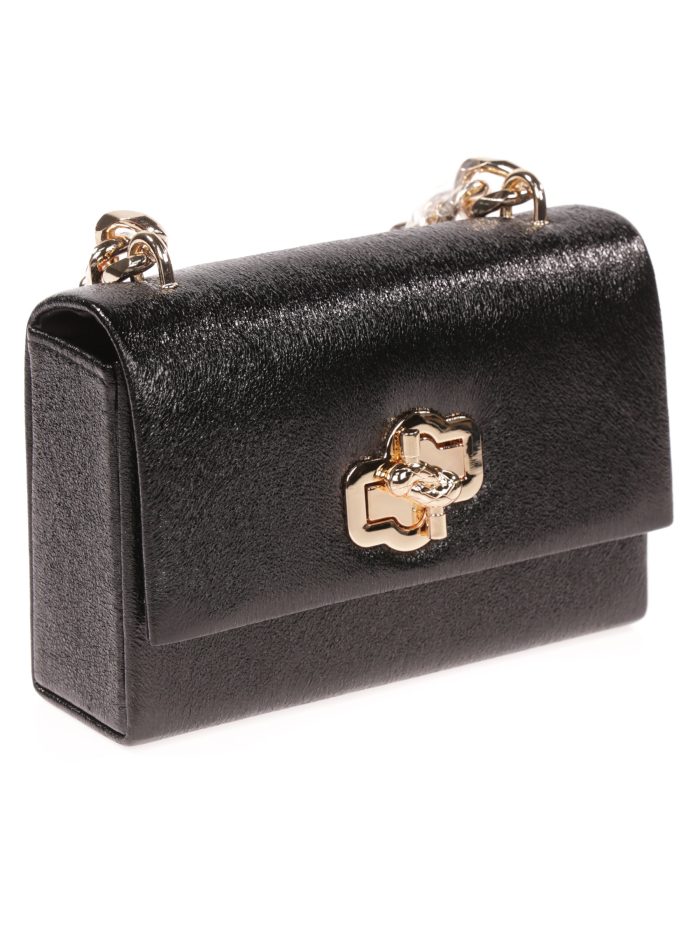 Shiny fabric clutch negro