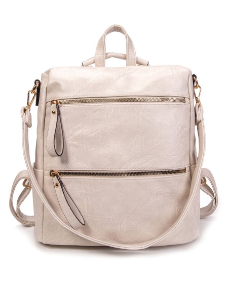 Mochila cremalleras beige