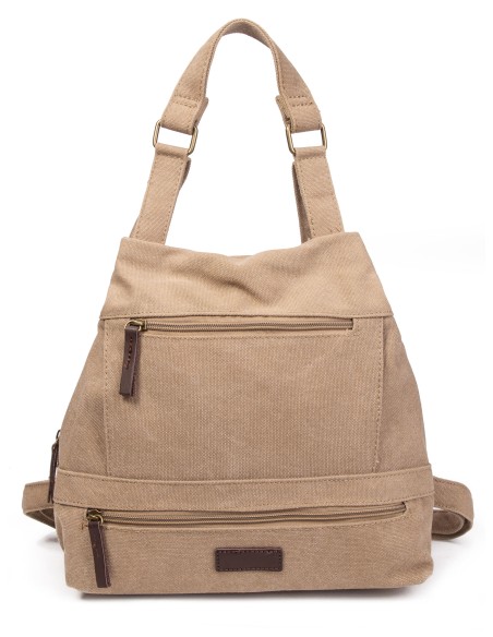 Mochila canvas cremalleras khaki