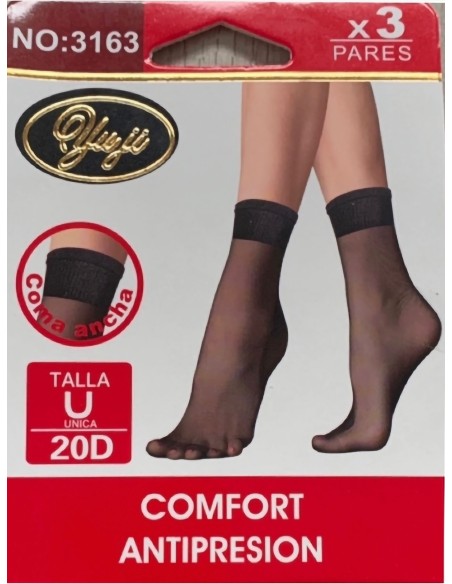 Calcetines tobillero 20 deniers puño confort pack 3 pares