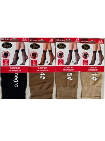 Calcetines tobillero 20 deniers puño confort pack 5 pares 2
