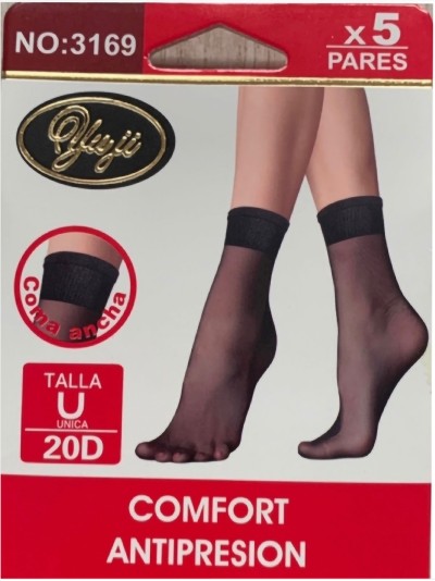 Calcetines tobillero 20 deniers puño confort pack 5 pares