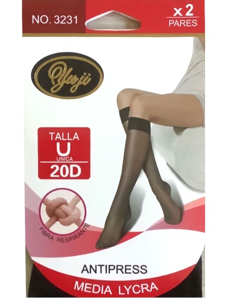 Calcetines largos lycra 20 deniers pack 2 pares