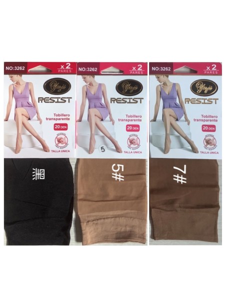 Calcetines tobillero lycra 20 deniers pack 2 pares