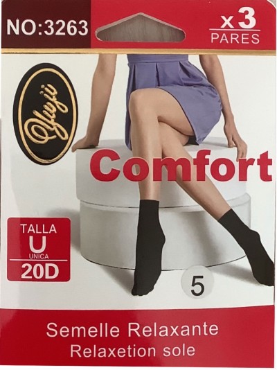 Calcetines tobillero lycra 20 deniers pack 3 pares