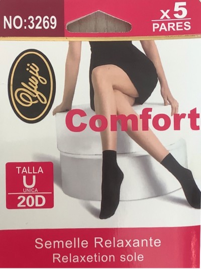 Calcetines tobillero lycra 20 deniers pack 5 pares