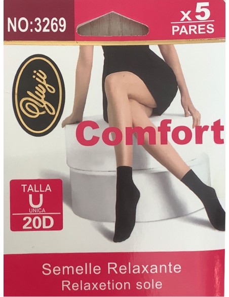 Calcetines tobillero lycra 20 deniers pack 5 pares