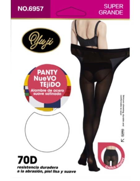 Pantis tupidos resistente talla super grande 70 deniers