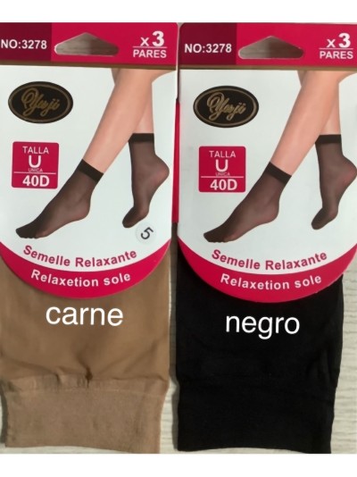 Calcetines tobillero lycra 40 deniers pack 3 pares (Talla única) 2