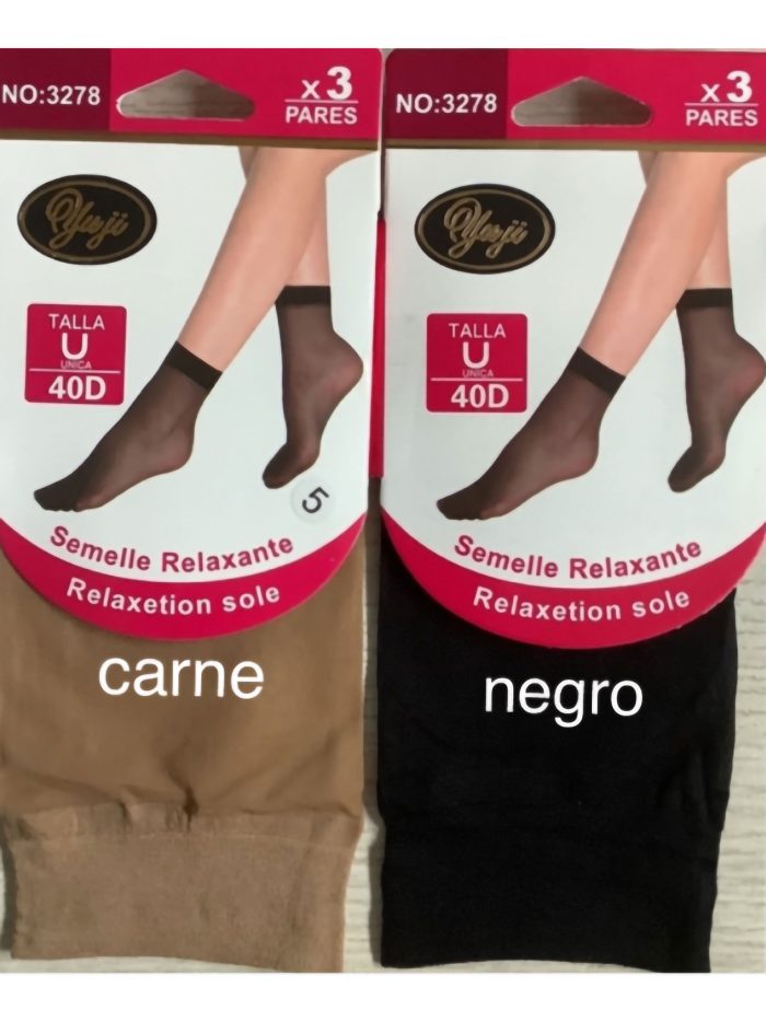 Calcetines tobillero lycra 40 deniers pack 3 pares (Talla única)
