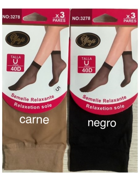 Calcetines tobillero lycra 40 deniers pack 3 pares (Talla única)