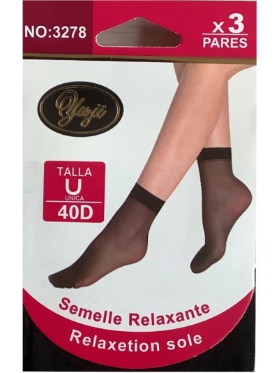Calcetines tobillero lycra 40 deniers pack 3 pares (Talla única)