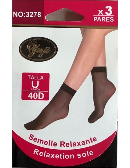Calcetines tobillero lycra 40 deniers pack 3 pares (Talla única)