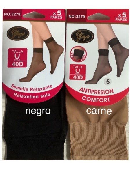 Calcetines tobillero lycra 40 deniers pack 5 pares (Talla única)