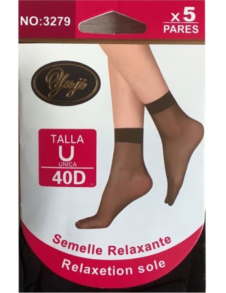 Calcetines tobillero lycra 40 deniers pack 5 pares (Talla única)